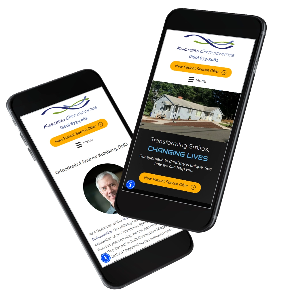 Screenshots Of Kuhlberg Orthodontics Website On Mock Phones